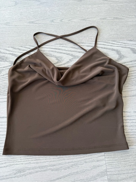 Zara Tops - Zara Brown Cowl Neck Spaghetti Strap Crop Top small